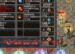 传奇私服盒子哪个好?新手如何选择最佳游戏平台? 传奇私服盒子哪个好?新手如何选择最佳游戏平台?