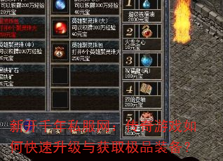 新开千年私服网:传奇游戏如何快速升级与获取极品装备? 新开千年私服网:传奇游戏如何快速升级与获取极品装备?