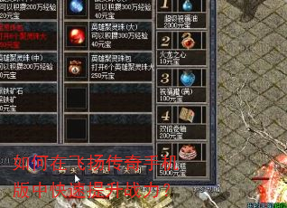 如何在飞扬传奇手机版中快速提升战力? 如何在飞扬传奇手机版中快速提升战力?